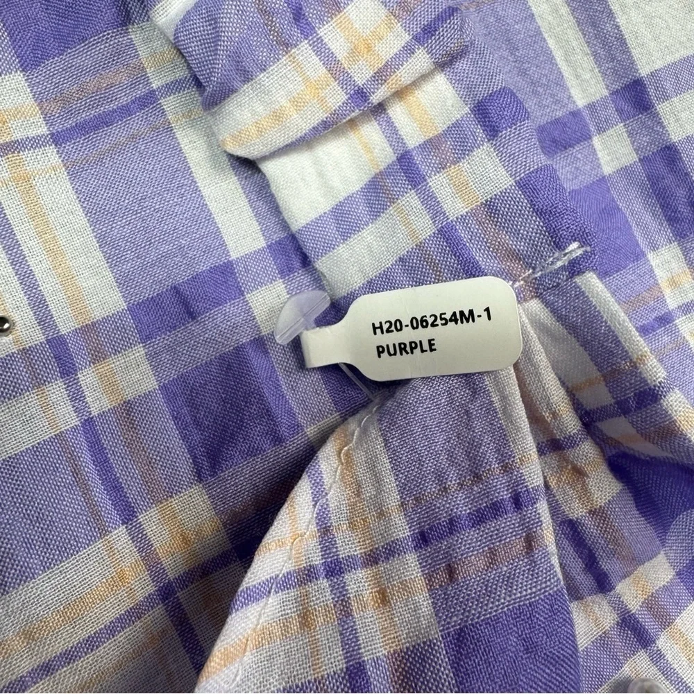 New Anthropologie Purple Plaid Pearl Embellished Hair Scarf